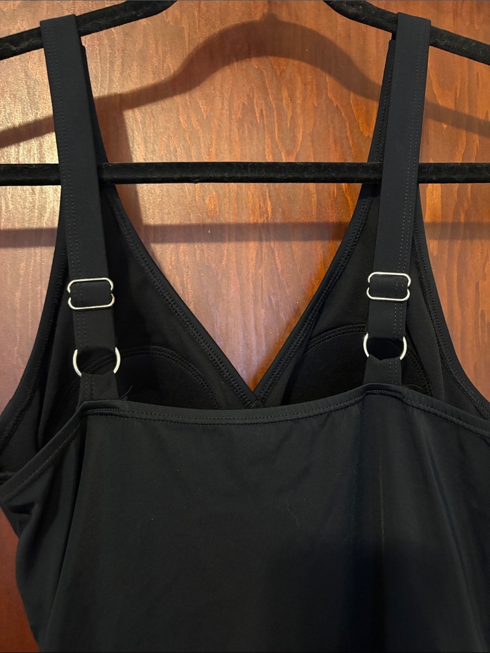 Classic Black V-Neck Women's Swim Dress - Picture 3 of 9